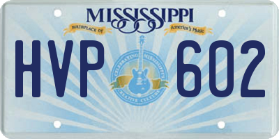 MS license plate HVP602