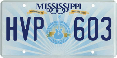 MS license plate HVP603