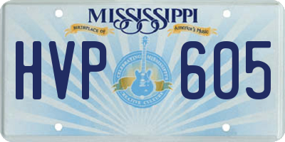MS license plate HVP605