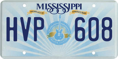 MS license plate HVP608