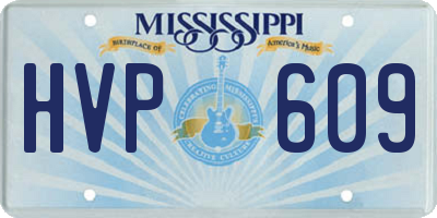 MS license plate HVP609