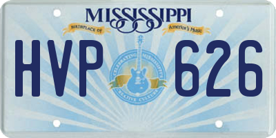 MS license plate HVP626