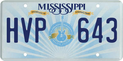 MS license plate HVP643