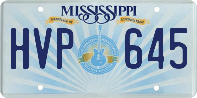 MS license plate HVP645