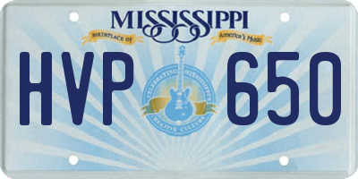 MS license plate HVP650