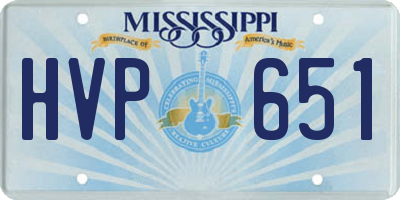 MS license plate HVP651