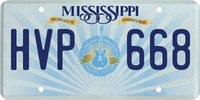 MS license plate HVP668