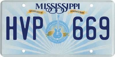 MS license plate HVP669