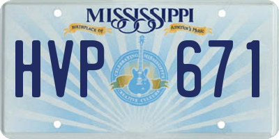 MS license plate HVP671