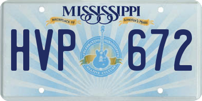MS license plate HVP672