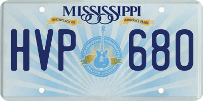 MS license plate HVP680