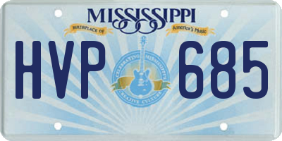 MS license plate HVP685
