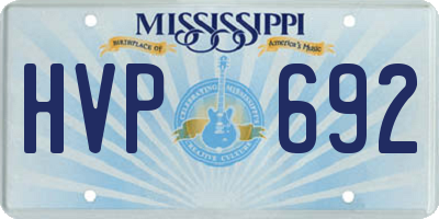 MS license plate HVP692