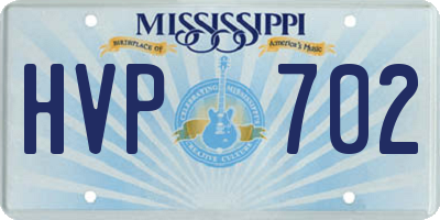 MS license plate HVP702