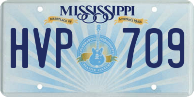 MS license plate HVP709