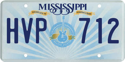 MS license plate HVP712