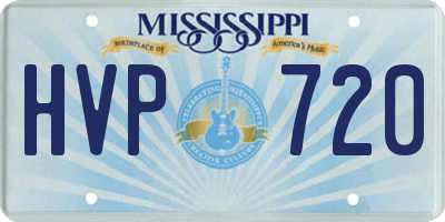 MS license plate HVP720
