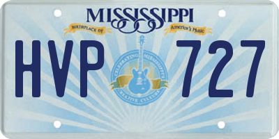 MS license plate HVP727
