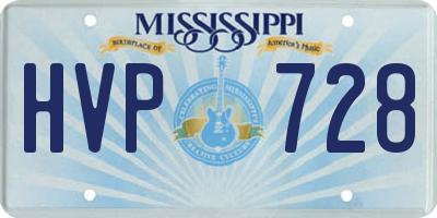 MS license plate HVP728