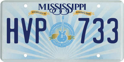 MS license plate HVP733