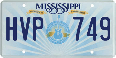 MS license plate HVP749