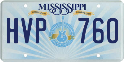 MS license plate HVP760