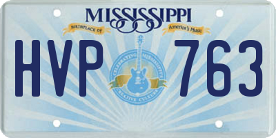 MS license plate HVP763