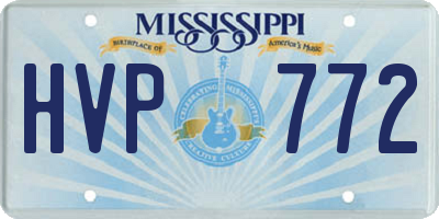 MS license plate HVP772