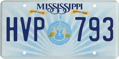 MS license plate HVP793