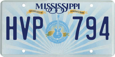 MS license plate HVP794