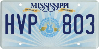 MS license plate HVP803