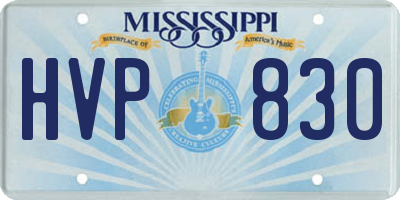 MS license plate HVP830