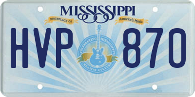 MS license plate HVP870
