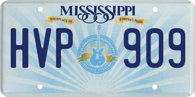 MS license plate HVP909