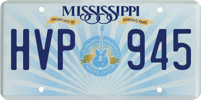 MS license plate HVP945
