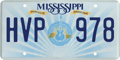 MS license plate HVP978