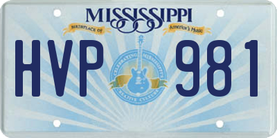 MS license plate HVP981
