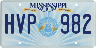 MS license plate HVP982