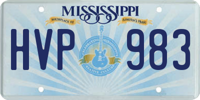 MS license plate HVP983