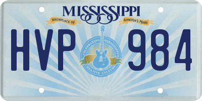 MS license plate HVP984