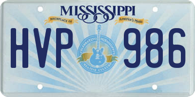 MS license plate HVP986