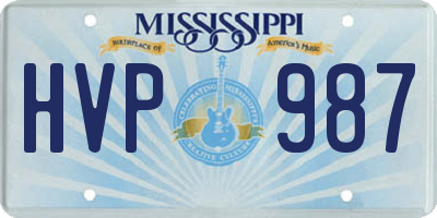 MS license plate HVP987