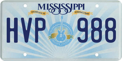 MS license plate HVP988