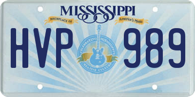 MS license plate HVP989