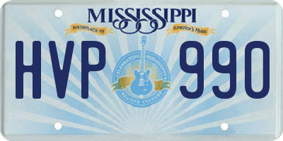 MS license plate HVP990