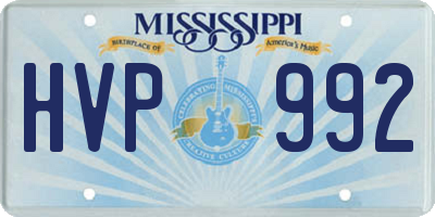 MS license plate HVP992