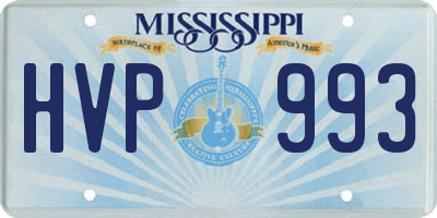 MS license plate HVP993