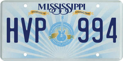 MS license plate HVP994