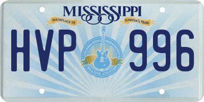 MS license plate HVP996