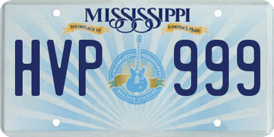 MS license plate HVP999